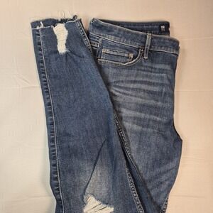 Hollister Women's 15 Reg High Rise Skinny Stretch Jeans 32x30 Distressed